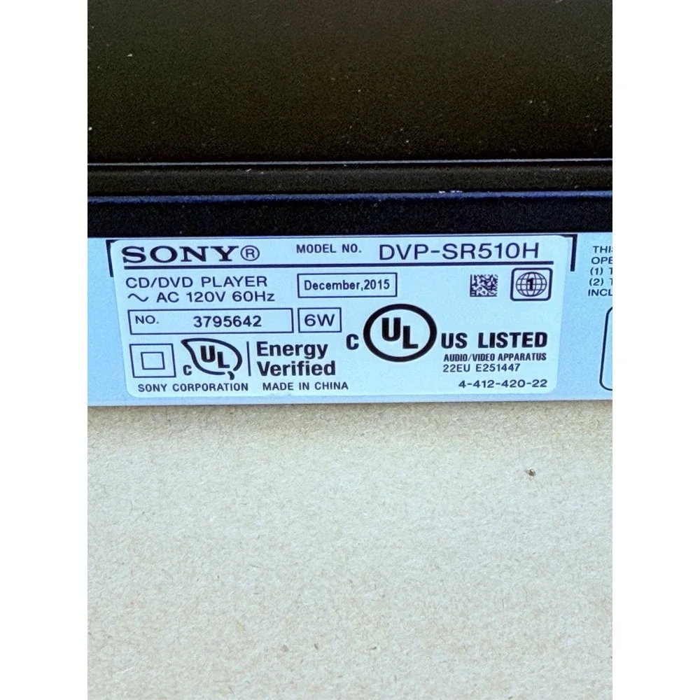Sony DVP-SR510H 1080p Upscaling DVD CD Player HDMI w/ OEM RMT-D197A Remote Works